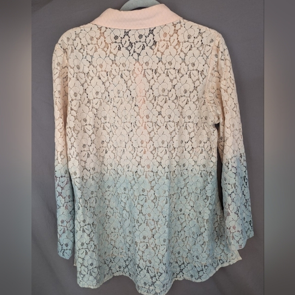 Soft Surroundings ombre size petite medium lace button down shirt - Picture 3 of 13